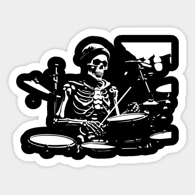 skeleton drummer Sticker by lkn